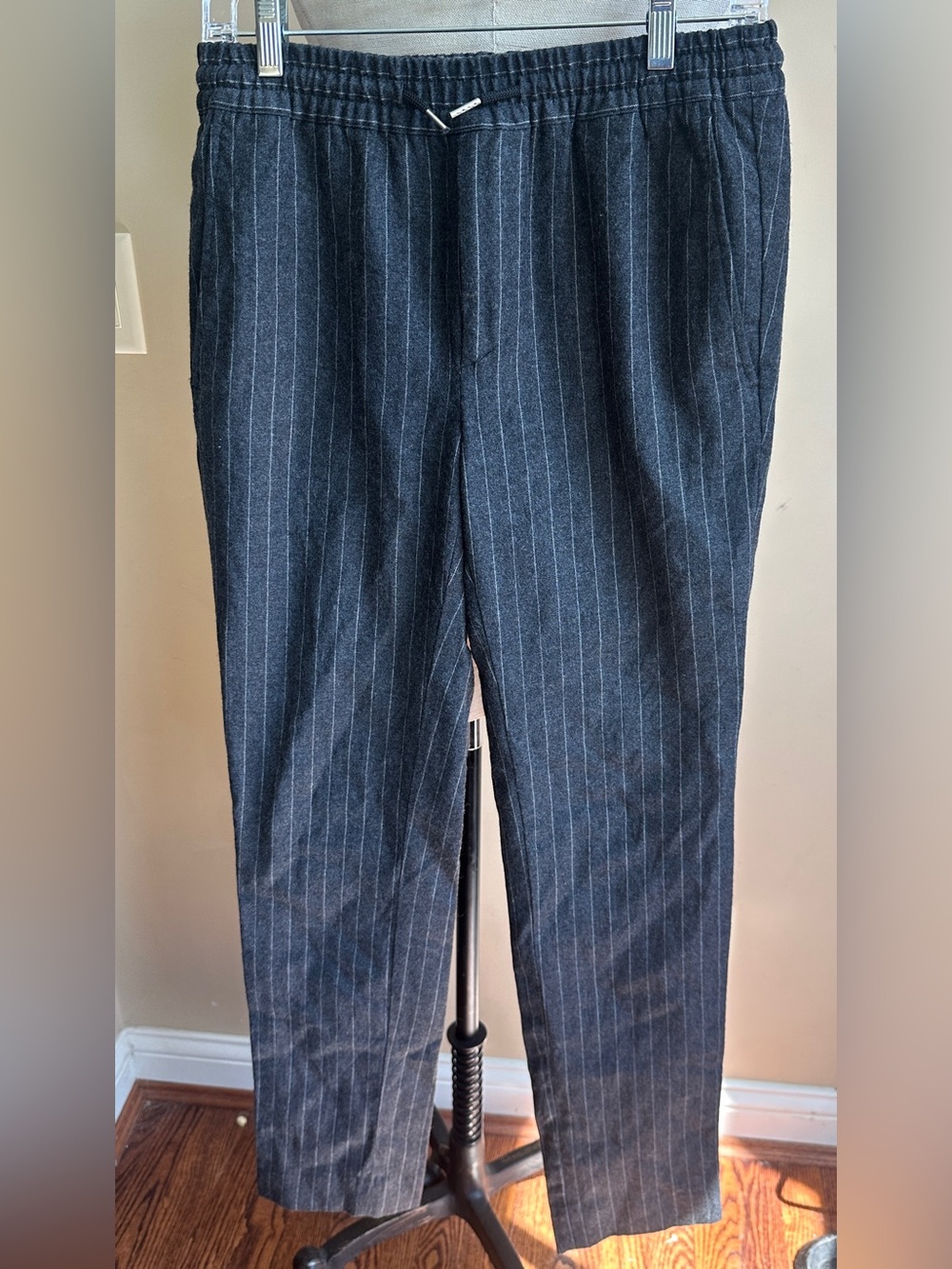 SANDRO Paris Men’s 100% Wool Gray Striped Pants, 38